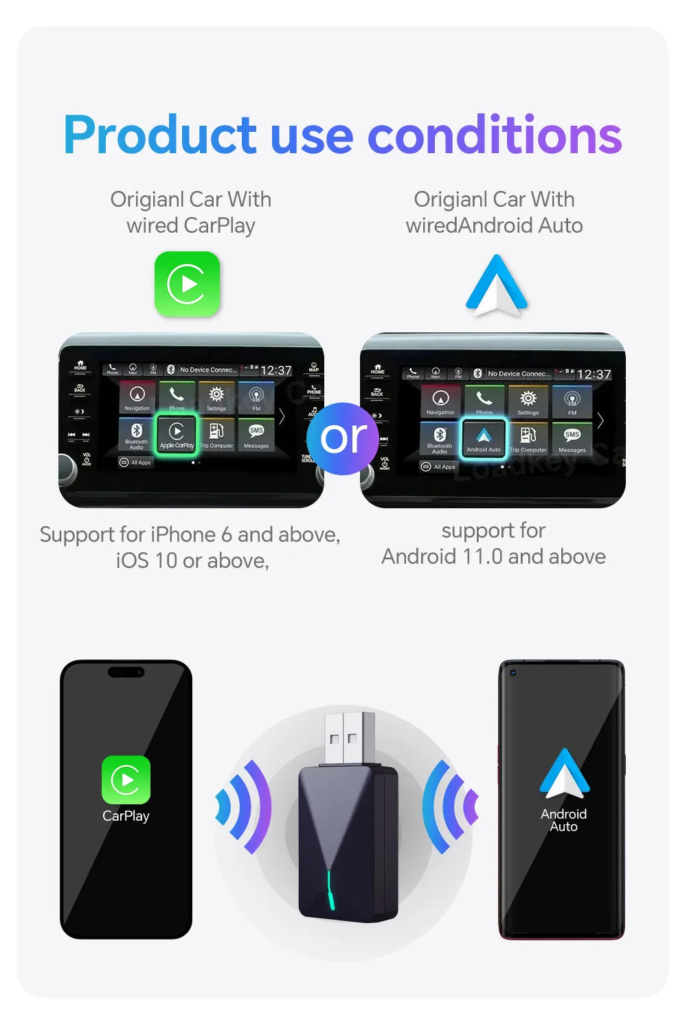Mini U3 Smart Box for Mazda – Wireless CarPlay & Android Auto, Plug & Play with OTA Upgrade