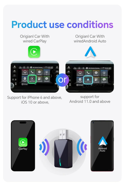 Mini U3 Smart Box for Mazda – Wireless CarPlay & Android Auto, Plug & Play with OTA Upgrade