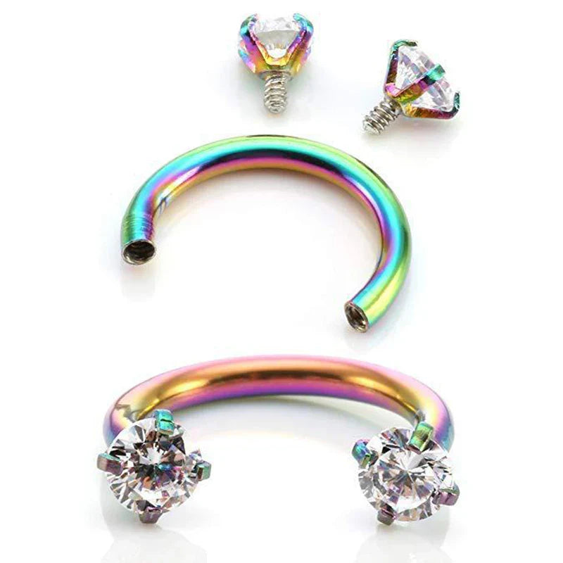 Stainless Steel Crystal Hoop Piercing – Nose, Ear, Belly Ring for Women & Men, Cartilage Helix Daith Jewelry