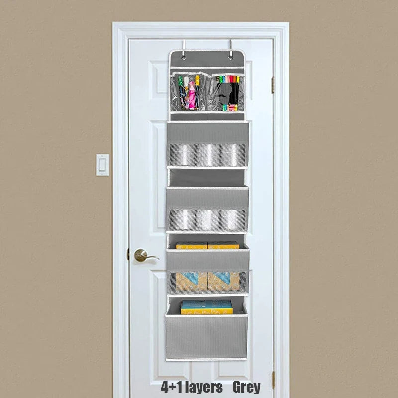 Over The Door Hanging Organizer - 1/3/4/5 Pocket Wall Mounted Storage Rack for Bathroom, Dorm & Clothes