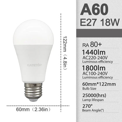 E27 LED Light Bulbs - 3W to 24W A60 G45 Energy Saving AC 110V 220V Home Lamps