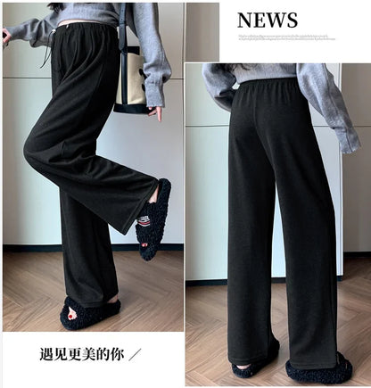 M-4XL Women’s Maternity Radish Pants – Cotton Fleece Ankle-Length Corduroy Sweatpants, High Waist Autumn Pregnancy Trousers