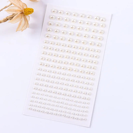 220pcs Flat Back Pearl Stickers - Self-Adhesive DIY Craft Decor for Kids Scrapbooking Earrings and Art Projects