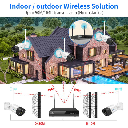 Hiseeu 10CH 5MP WiFi Security Camera System — H.265 NVR with Color Night Vision, Human Motion Detection & 2-Way Audio Outdoor Cameras