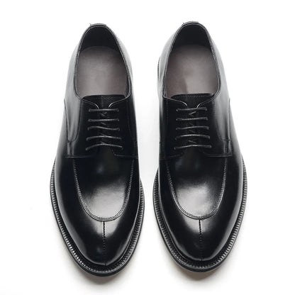 Men’s Genuine Leather Oxford Derby Shoes - Handmade Lace-Up Wedding, Party and Formal Business Dress Shoes