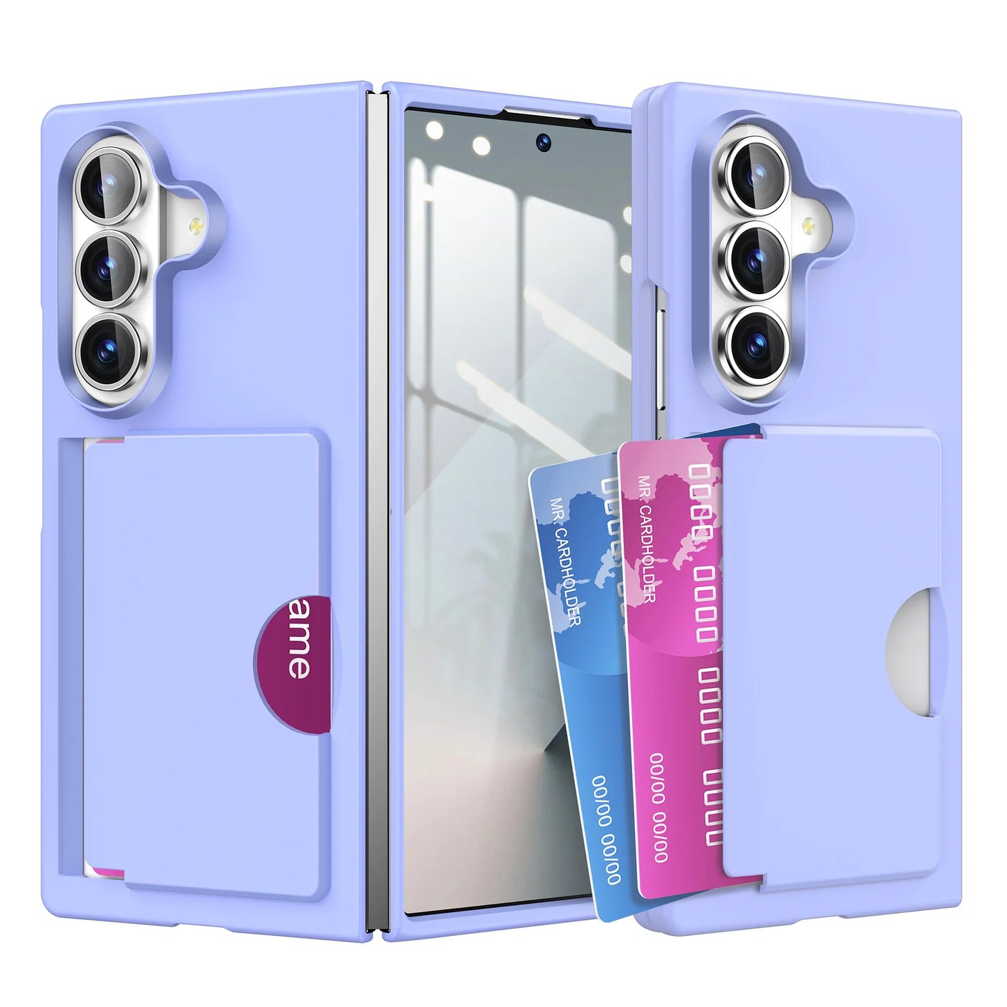 Luxury Matte Card Holder Case - Slim Shockproof Hard PC Protective Cover for Samsung Galaxy Z Fold 7 & Z Fold 6 Folding Phone