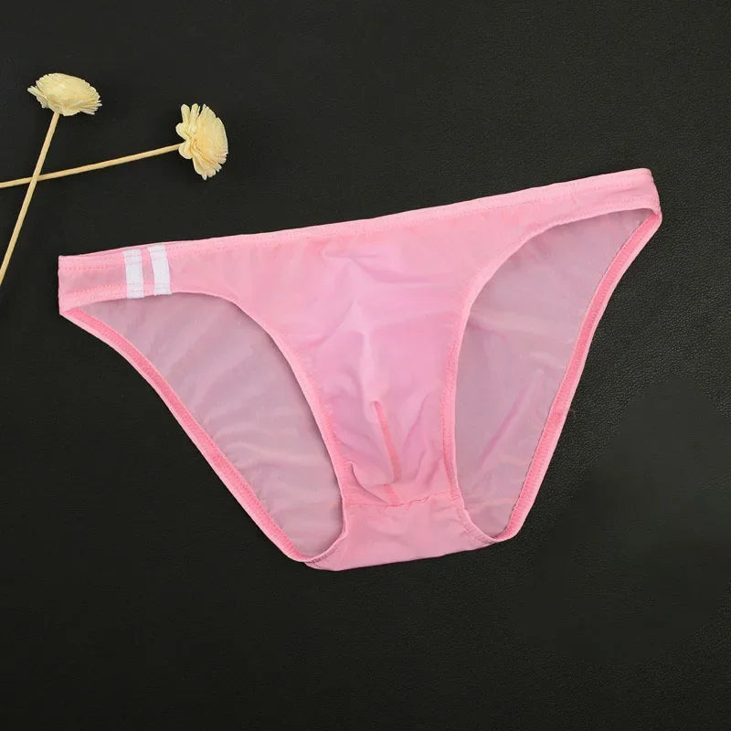 Men’s Low Rise Transparent Briefs – Breathable Sexy Bulge Pouch Underwear, Lightweight Comfort Fit Panties