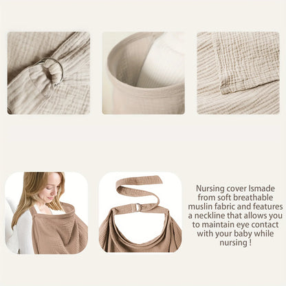 Nursing Cover Cloth - Breathable Outdoor Breastfeeding Shawl Anti-Exposure Gauze Feeding Cover-Up Scarf for Mothers