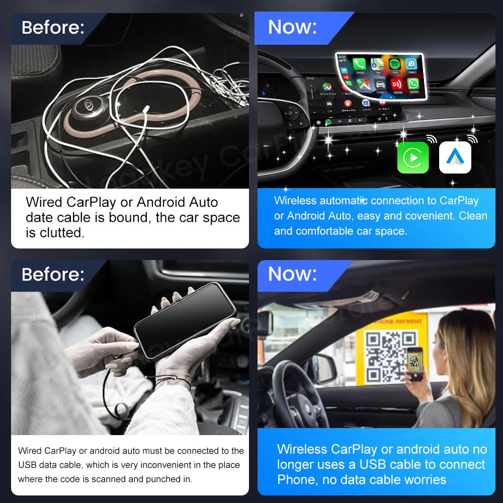 CarlinKit 5.0 & 4.0 Wireless CarPlay & Android Auto Adapter — Waze, Music, Spotify for Audi, Golf, Peugeot, Mazda, KIA, Mercedes, MG