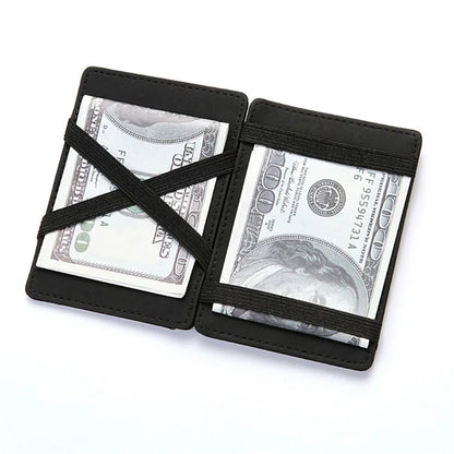 Mini Men’s Card Holder Wallet — Slim PU Leather Wallet with Zipper Coin Pocket, Magic Closure, Credit Card Case, Small Men’s Purse