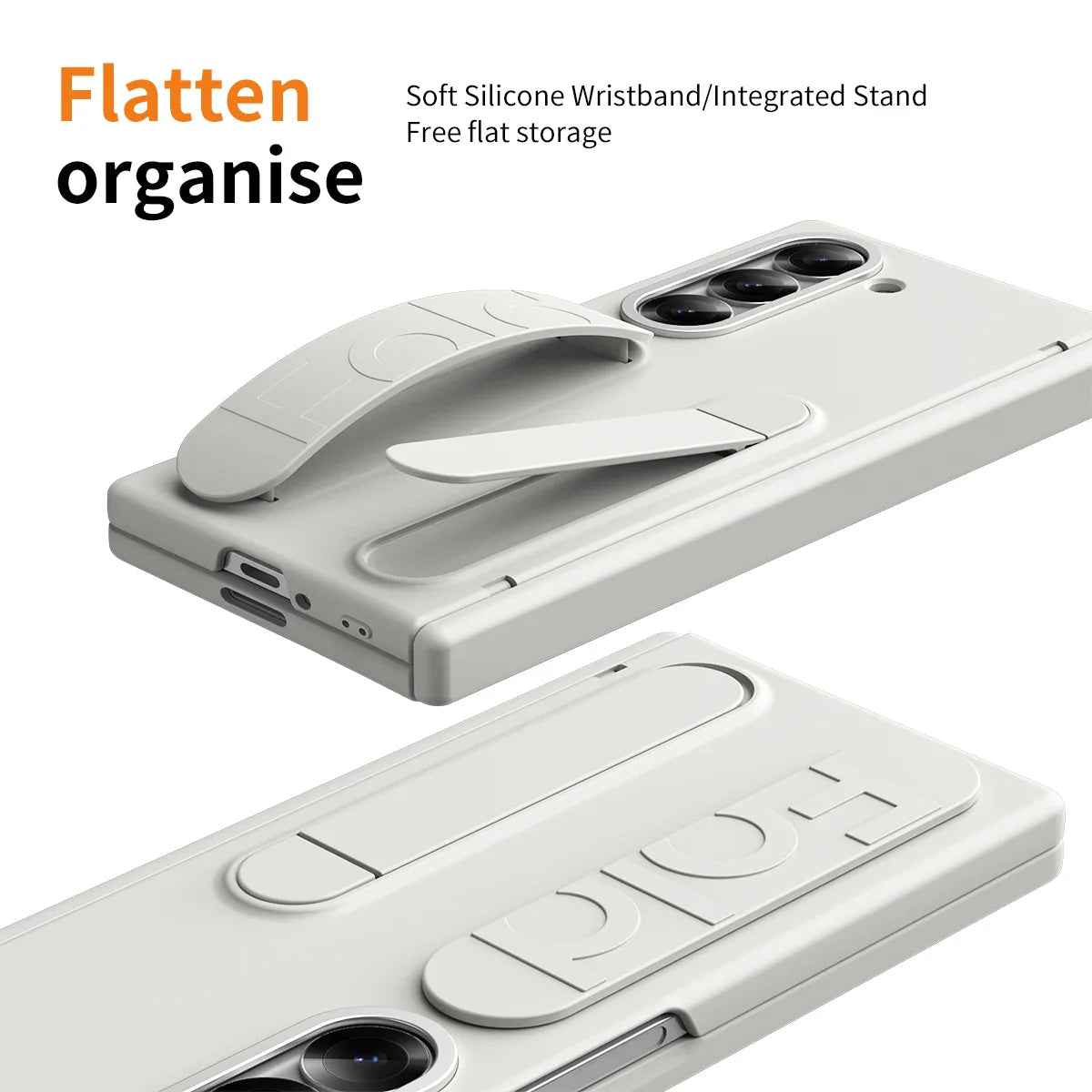 Original Silicone Grip Phone Case for Samsung Galaxy Z Fold 4-7 – Stand & Hinge Protective Cover with Glass Film