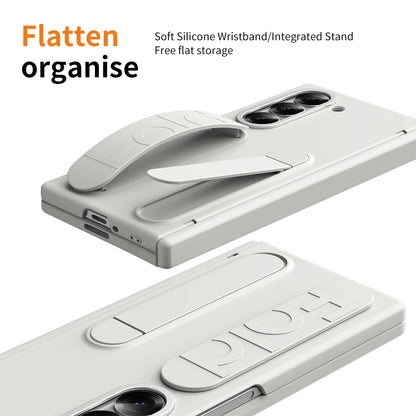 Original Silicone Grip Phone Case for Samsung Galaxy Z Fold 4-7 – Stand & Hinge Protective Cover with Glass Film