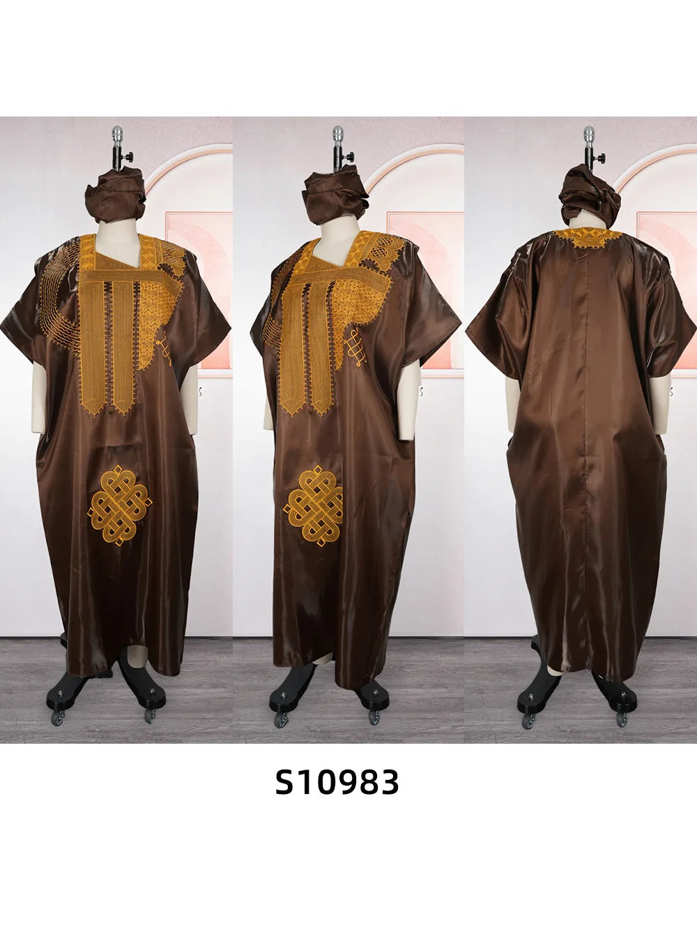 Women’s African Dashiki Ankara Maxi Dress - Traditional Embroidery Gown, Abaya & Muslim Kaftan Robe