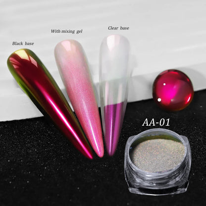 Chameleon Magic Mirror Nail Powder - Holographic Diamond Glitter Pigment for UV Gel Manicure & DIY Nail Art
