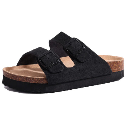 Comwarm Women’s Suede Mules & Men’s Cork Insole Clogs – Arch Support Sandals for Outdoor, Beach, and Home Slides