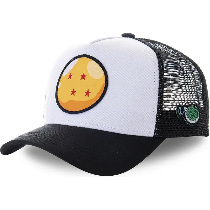Dragon Ball Son Goku Embroidered Cap - Adjustable Hip Hop Trucker Mesh Sun Visor Hat for Men & Travel