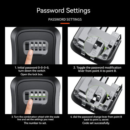 4 Digit Code Key Box – Waterproof Outdoor Password-Protected Storage with Steel Wire Hook for Key Hanging and Security