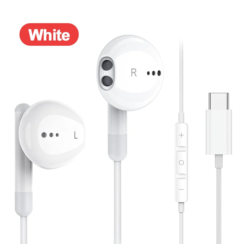 Type-C Wired Headphones for Samsung Galaxy – USB-C In-Ear Earphones HiFi Bass Stereo for S24, S23, S22, A53, A52, Note 20