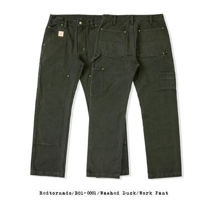 Red Tornado 14oz Duck Work Pants - Double Front Carpenter Dungaree Trousers for Men