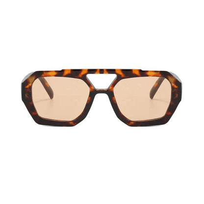 Retro Double Bridges Women's Sunglasses - Big Frame Leopard Brown Gradient Fashion Eyewear, Luxury Designer Shades for Men