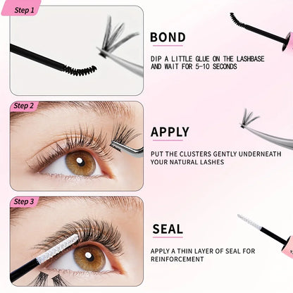 DIY Lash Extension Kit – 280pcs Individual Cluster Lashes (9-16mm, 40D-80D) with Bond, Seal & Remover