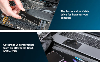 Crucial P3 Plus 1TB PCIe Gen4x4 NVMe M.2 SSD – 500GB, 1TB, 2TB, 5000MB/s Speed (OEM Package)