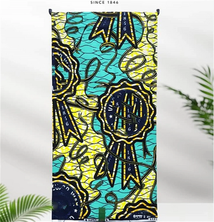 African Real Print Ankara Wax Fabric - Soft 100% Cotton Pagne 6 Yards