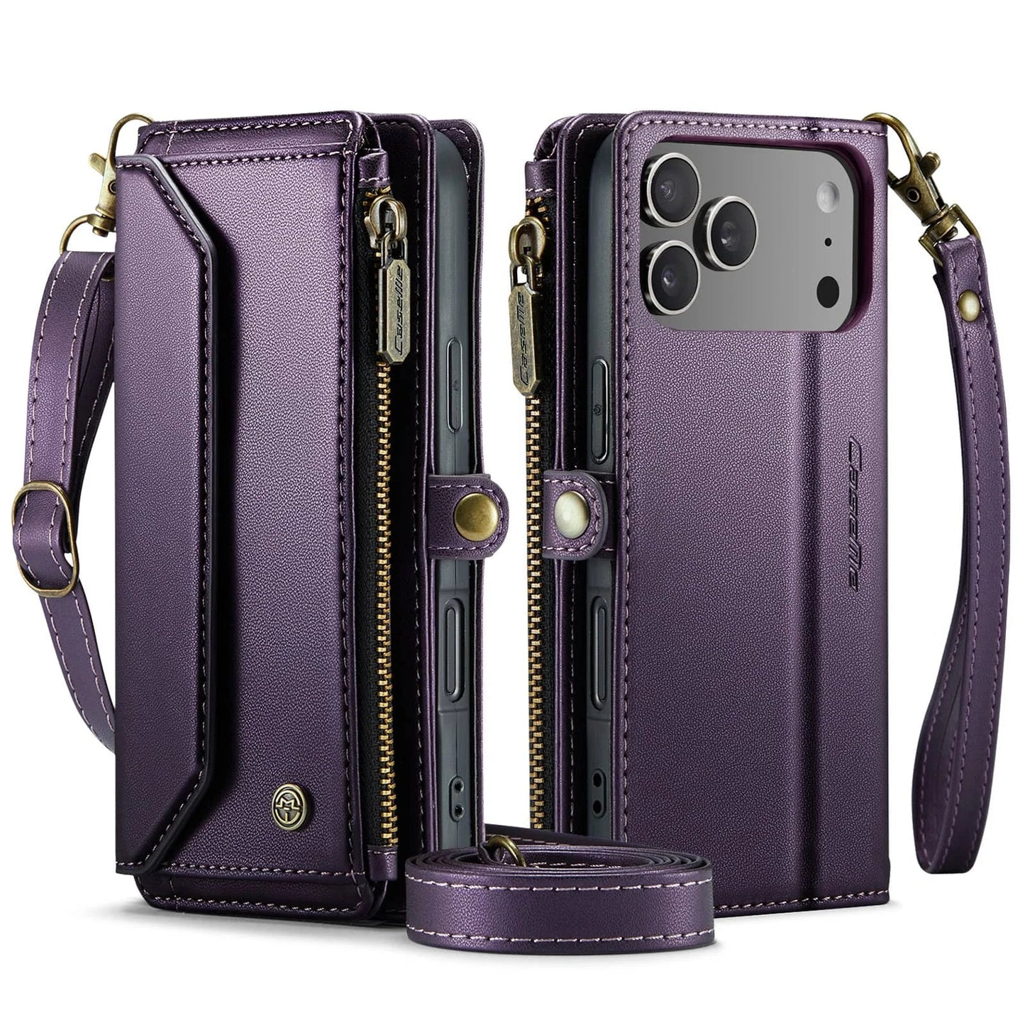 RFID Blocking Crossbody Wallet Case for iPhone 17 Pro Max & Air, PU Leather Card Holder with Strap