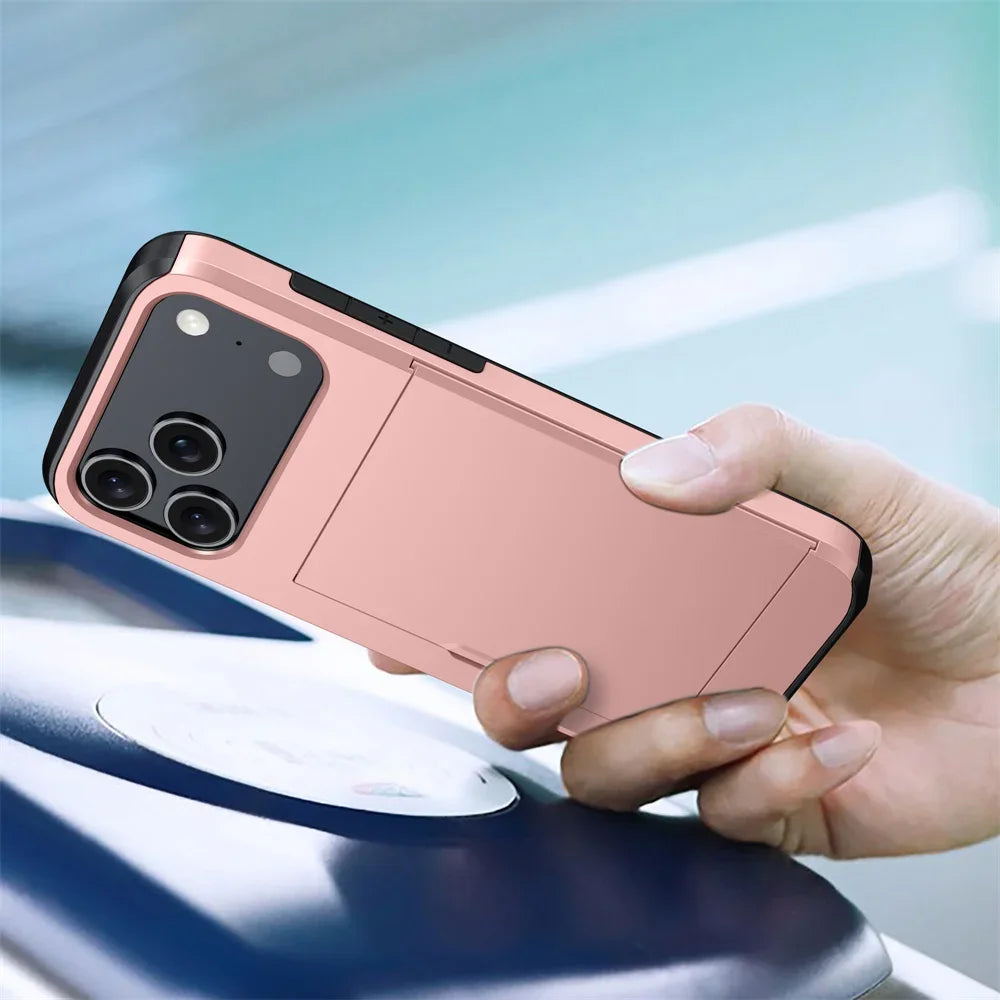 iPhone Case with Wallet & Card Holder — Shockproof Protective Cover for iPhone 17, 16, 15, 14, 13, 12, 11 Pro Max & Mini Models