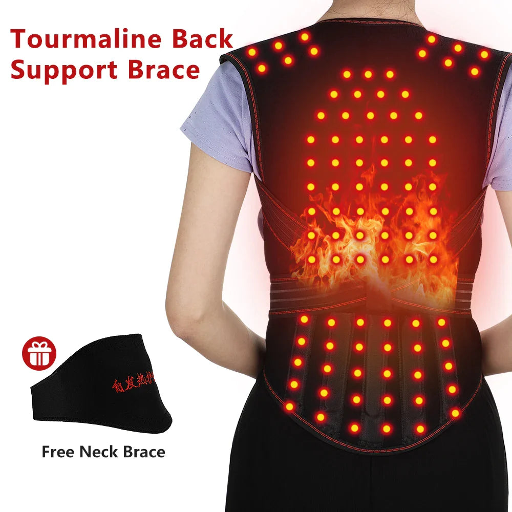 Tourmaline Magnetic Heated Vest — Self-Heating Thermal Waist Brace & Lumbar Support Corset for Posture Correction and Pain Relief
