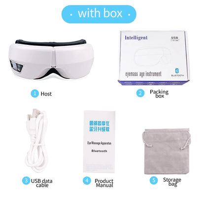 6D Smart Eye Massager – Vibration & Airbag Compression, Bluetooth Music Eye Care Glasses for Fatigue Relief