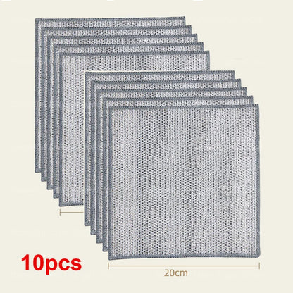 20/5PCS Thickened Steel Wire Cleaning Cloth – Non-Scratch Double-Layer Microfiber Mesh Dishrag & Kitchen Towels for Pots