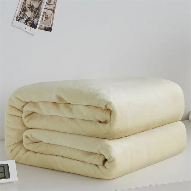 230GSM Coral Fleece Blanket – Soft Warm Flannel Bedspread & Sofa Cover in Blue & Pink