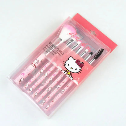 Sanrio Hello Kitty Makeup Brush Set - Anime Fashion Jewelry Blush, Eyebrow, Lip, Eyeshadow Brushes, Beauty Tools for Girls with Gift Box