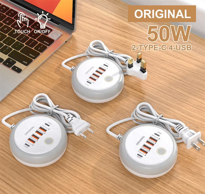 50W USB-C Power Strip Charger - Multi-Port Fast Charging Wall Adapter for iPhone 12/13 & Mobile Devices
