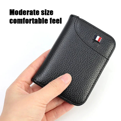 Portable Super Slim PU Leather Wallet - Mini Credit Card Holder for Men, Thin and Small Short Wallet