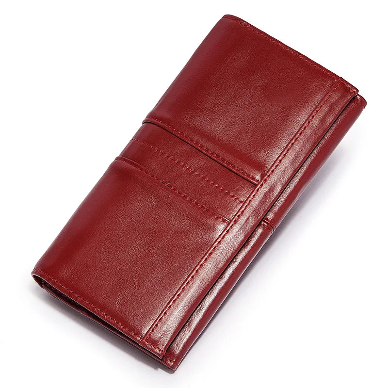 Women’s Genuine Leather Clutch Wallet – RFID Blocking Phone Purse with Zipper Pocket & Card Holder