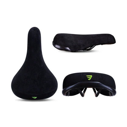 Funsea Bicycle Saddle - Black Wheelie Seat with Embroidered Logo, Flannelette Cover, 8mm Rail for Bikes