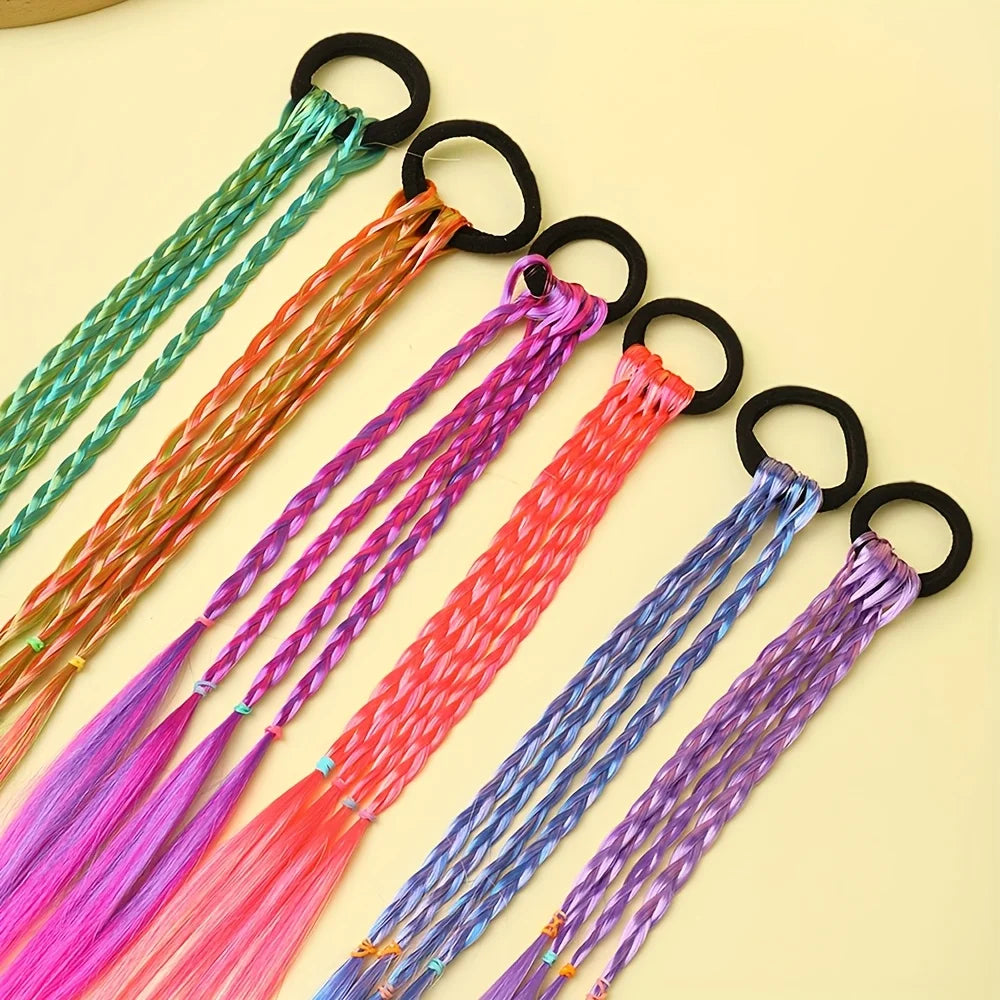 6-Piece Bohemian Wig Braid Hair Ties - Multicolor Sweet Hair Accessories for Girls
