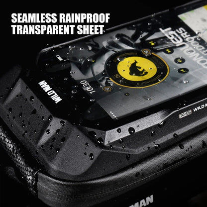 WILD MAN EVA Bicycle Front Beam Bag - Rainproof Touch Screen Phone Holder for Mountain Bike Riding