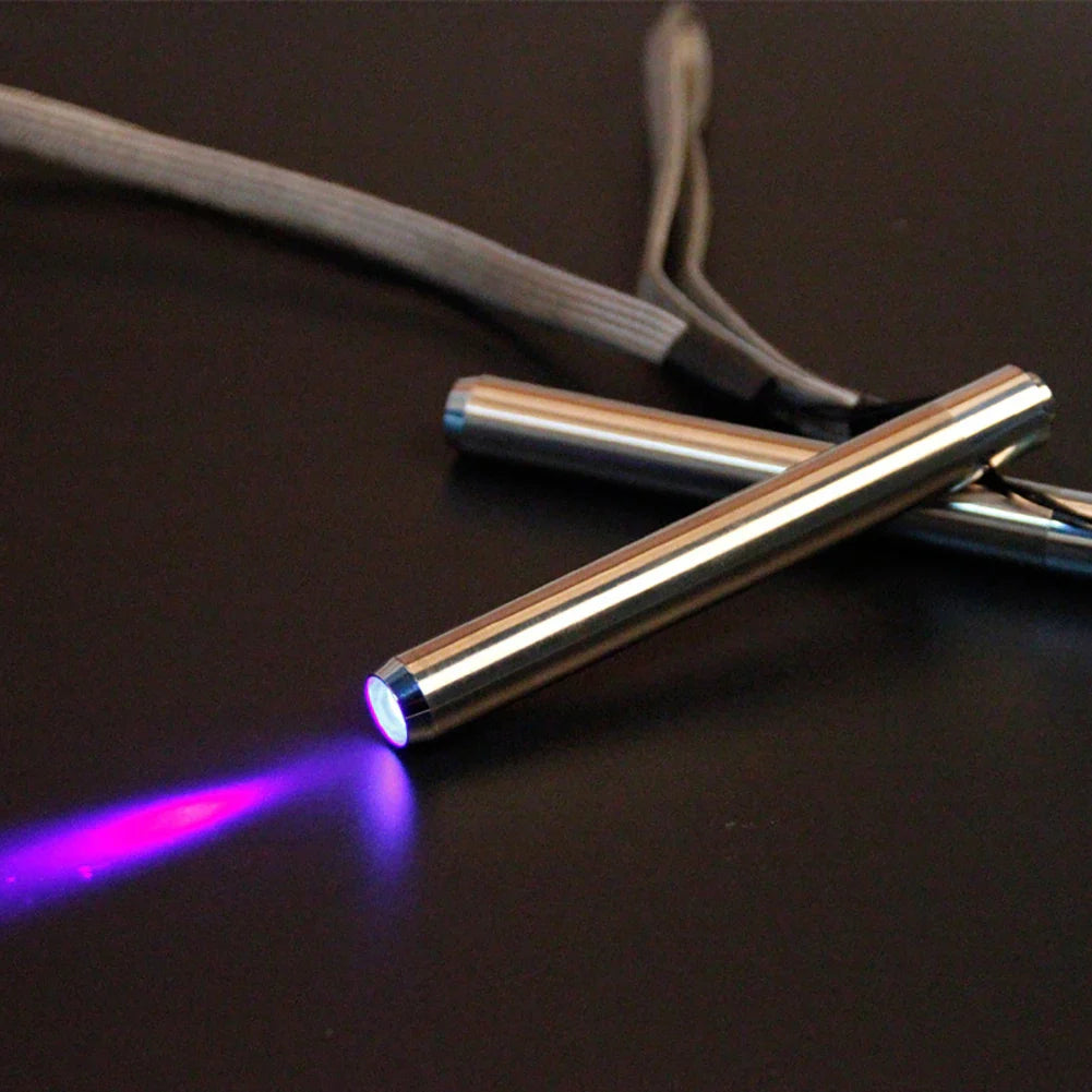 Portable LED UV Flashlight Torch - Stainless Steel Mini 395/365nm Ultra Violet Light for Marker Checking and Detection, AAA Battery Powered