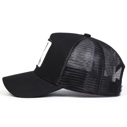 Cartoon Rabbit Embroidery Cap - Adjustable Mesh Baseball Hat with Sun Protection for Spring & Summer Outdoor Wear