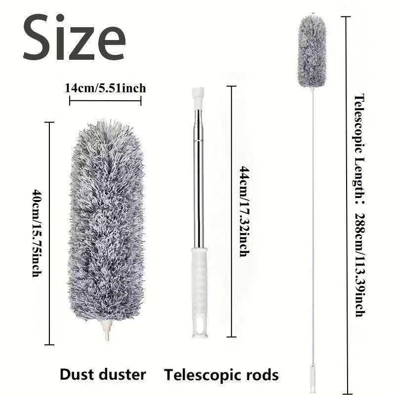 Extendable Microfiber Duster - Retractable Washable Dust Brush for Ceiling & Home Cleaning
