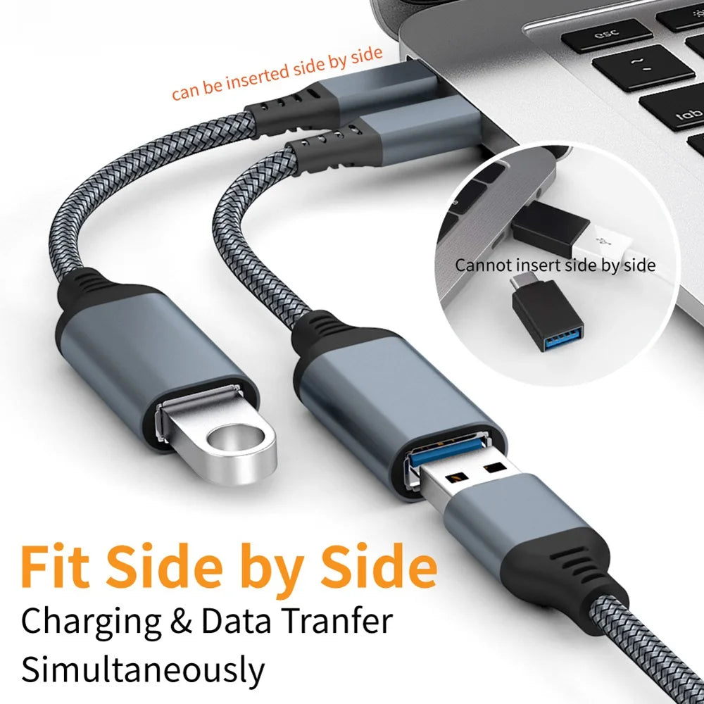 USB 3.0 OTG Adapter Cable - Type C to USB A Male-Female Extension Cable for Phones, Tablets, PCs & Car Devices
