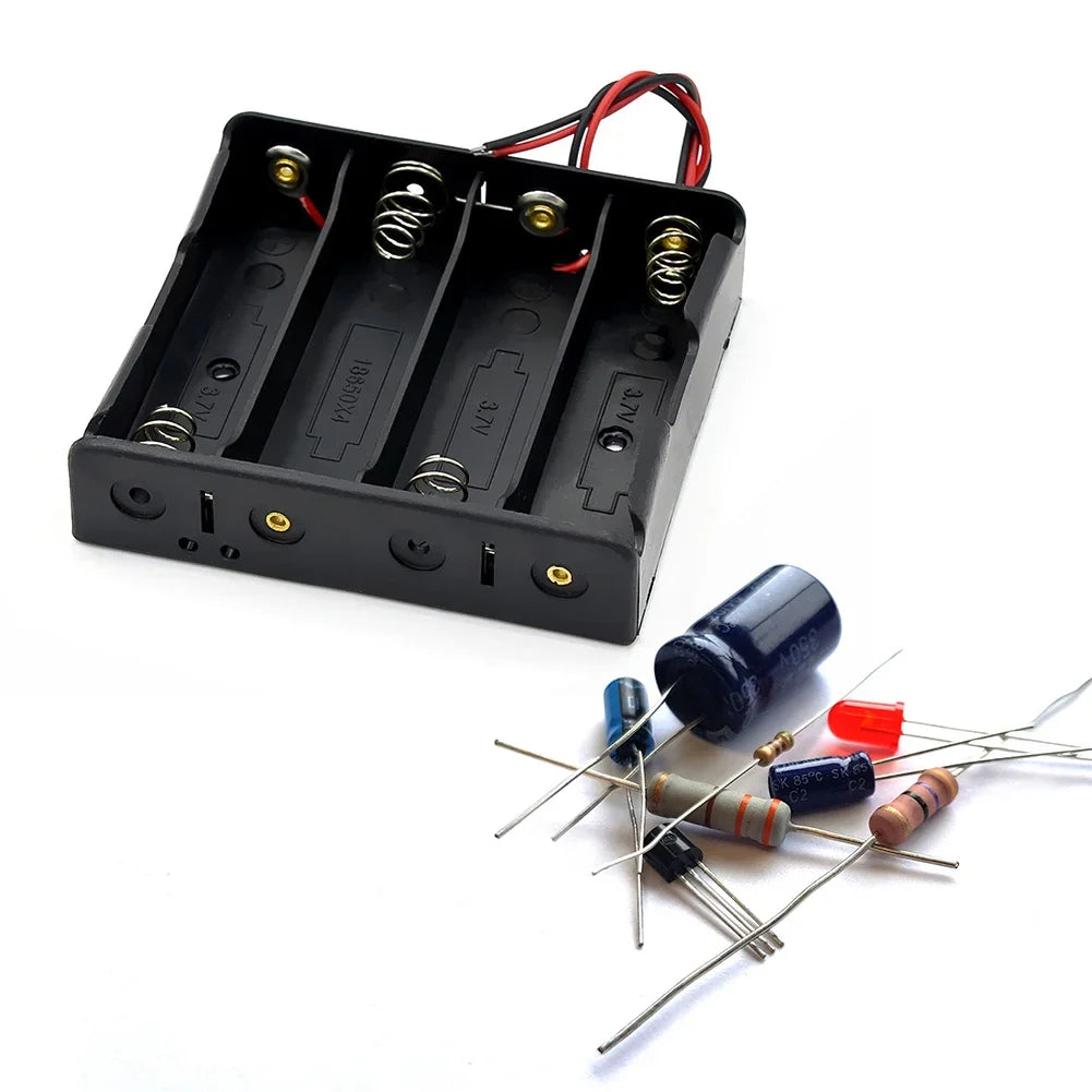 10-in-1 Plastic 18650 Battery Holder — 1/2/3/4 Slot Storage Box with Wire Lead for 3.7V 18650 Batteries