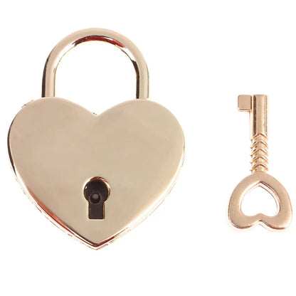 Vintage Heart-Shaped Metal Mini Padlock – Key Lock for Bags, Suitcases, and Luggage Boxes with Key