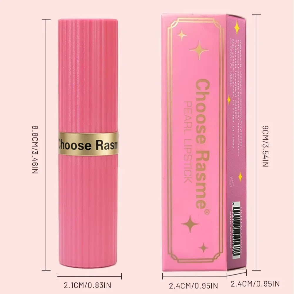 Pearlescent Pink Glitter Lipstick - Waterproof Long-Lasting Matte Metallic Shimmer Makeup