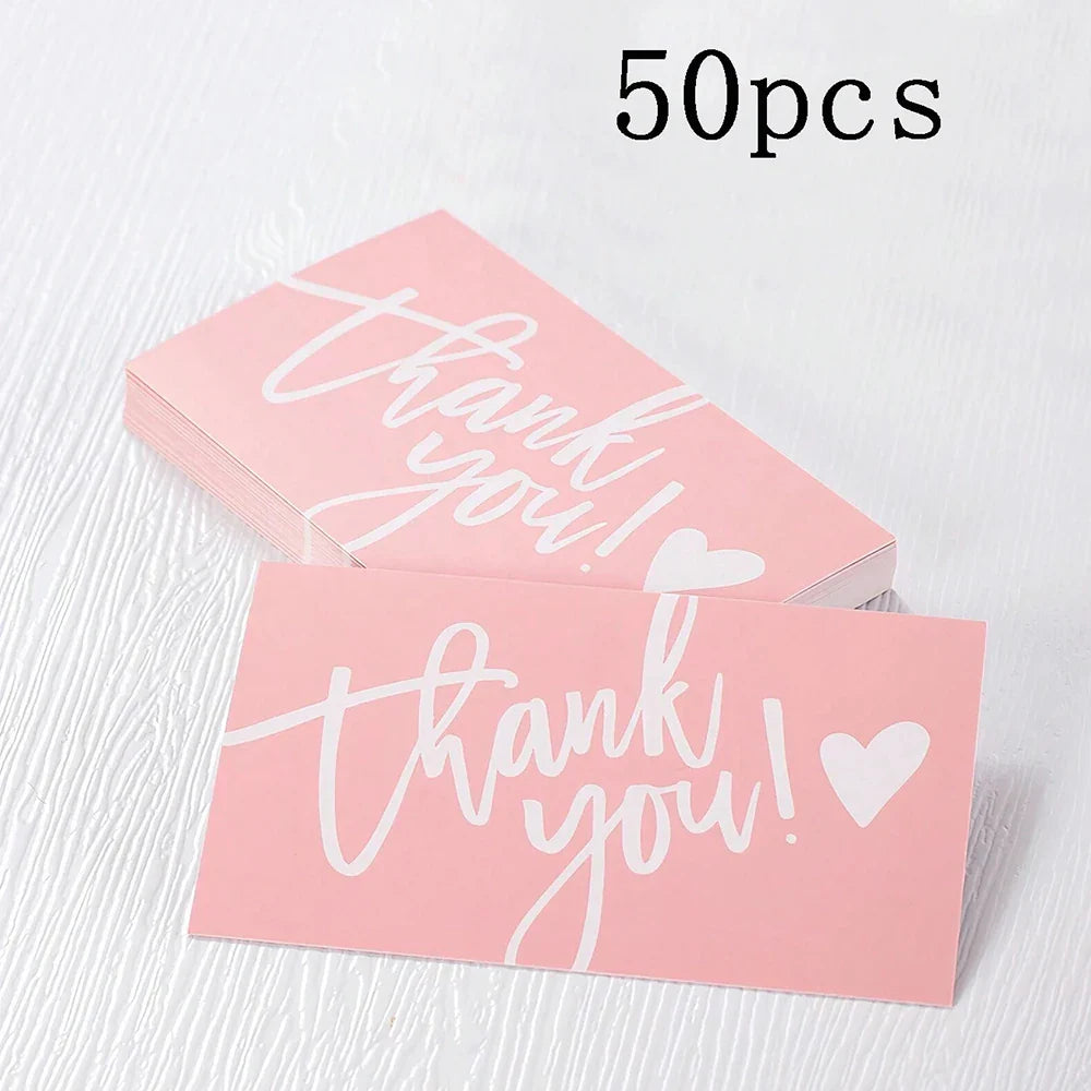 50pcs Thank You Business Cards – Customer Appreciation Gift Labels for Small Business, Cake Packaging & Retail Shop Branding Cards