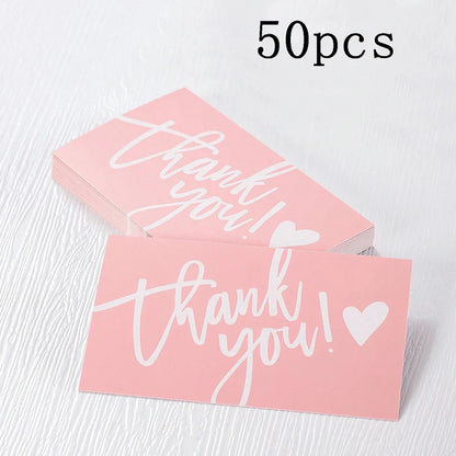 50pcs Thank You Business Cards – Customer Appreciation Gift Labels for Small Business, Cake Packaging & Retail Shop Branding Cards