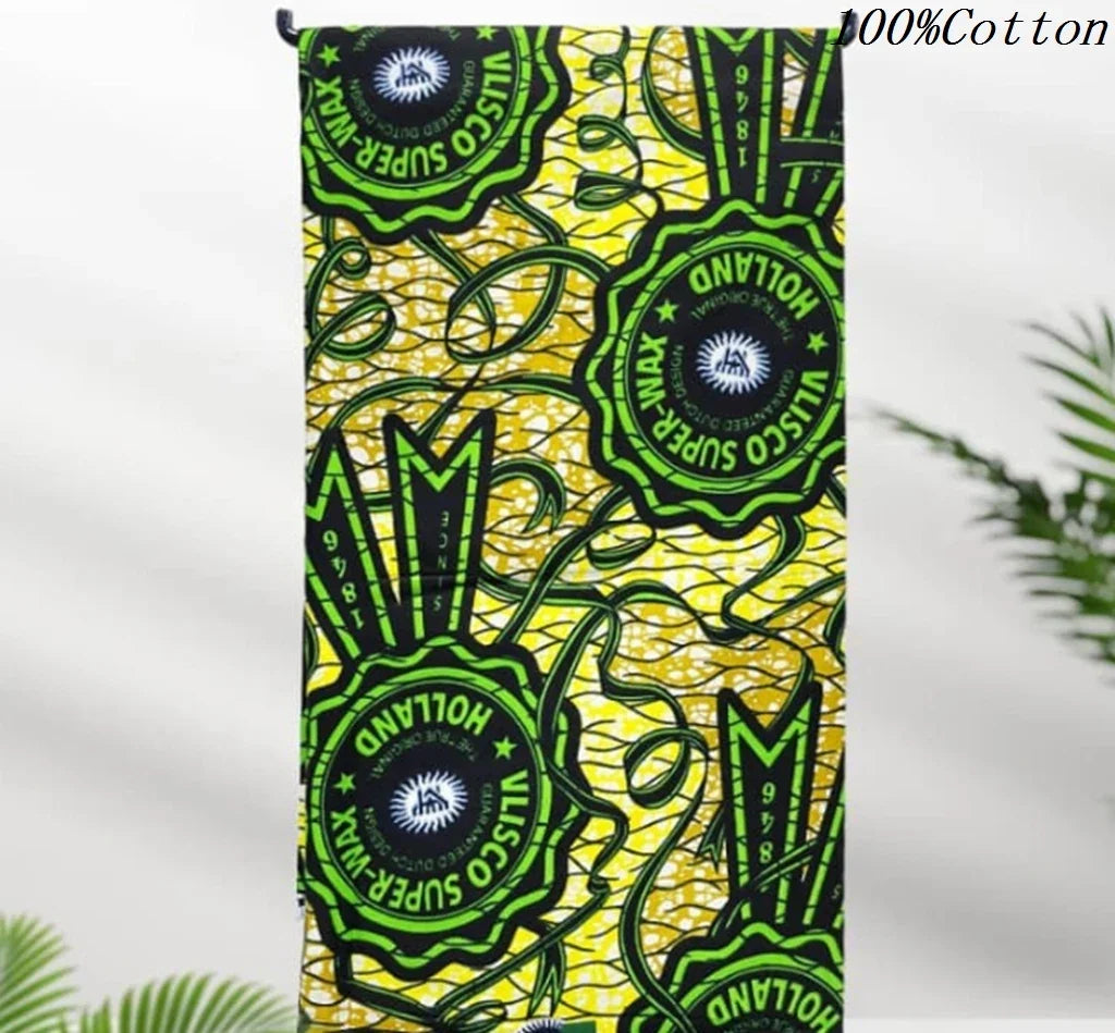 African Ankara Wax Print Fabric - 100% Cotton Batik Material for Sewing & Wholesale 6 Yards